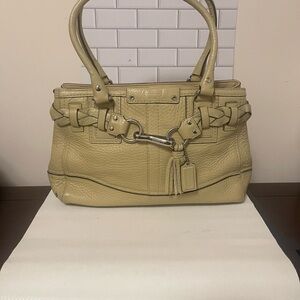 Coach Hamptons XL Carryall Bag Stone Pebbled Leather 10531